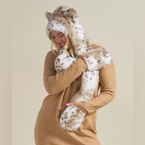 SpiritHoods Siberian Snow Leopard Faux Fur Hood